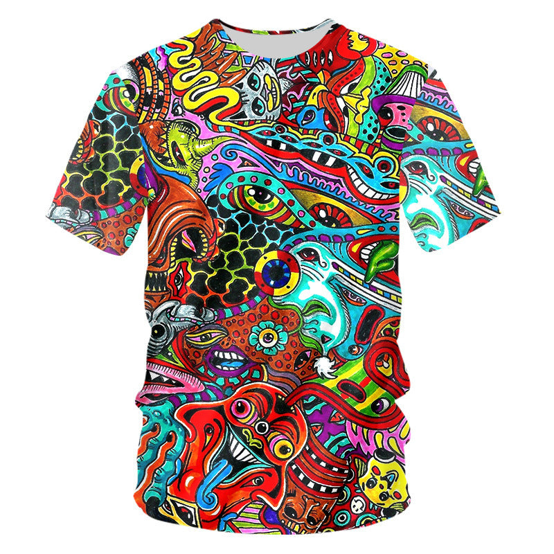 Men's Short Sleeve 3D Print - Trippy Show T Shirts Round Neck Tee Top