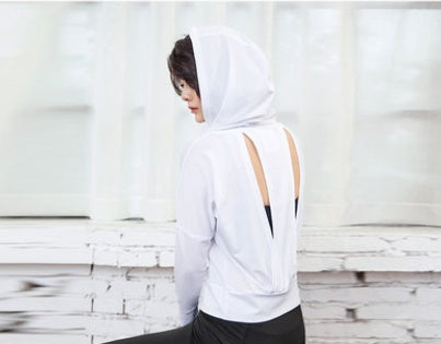 Fitness Yoga Tops Quick-drying long-sleeved T-shirts Sports hooded blouses