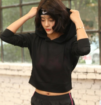 Fitness Yoga Tops Quick-drying long-sleeved T-shirts Sports hooded blouses