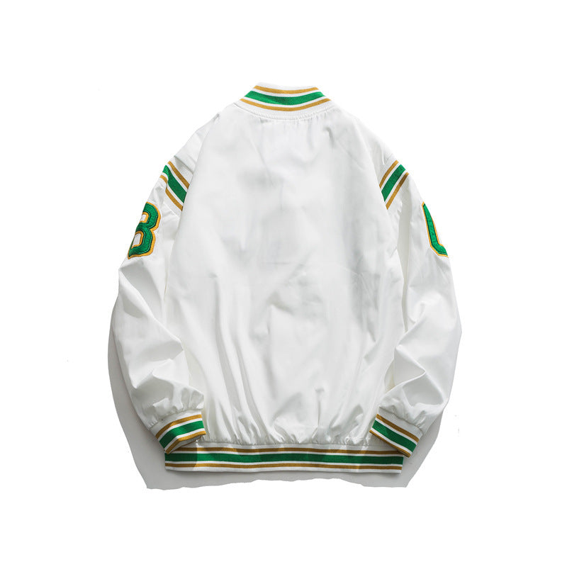 Retro Color Block Embroidery Baseball Uniform Jacket Men