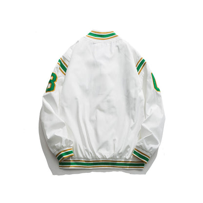 Retro Color Block Embroidery Baseball Uniform Jacket Men