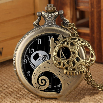 Retro Hollow Christmas Fright Night Theme Pocket Watch