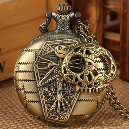 Retro Hollow Christmas Fright Night Theme Pocket Watch