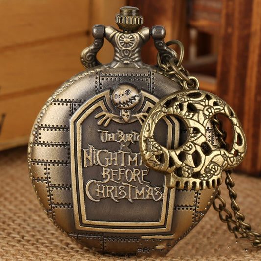 Retro Hollow Christmas Fright Night Theme Pocket Watch