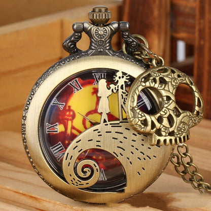 Retro Hollow Christmas Fright Night Theme Pocket Watch