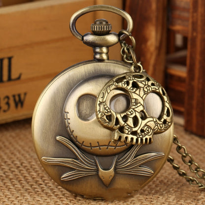 Retro Hollow Christmas Fright Night Theme Pocket Watch