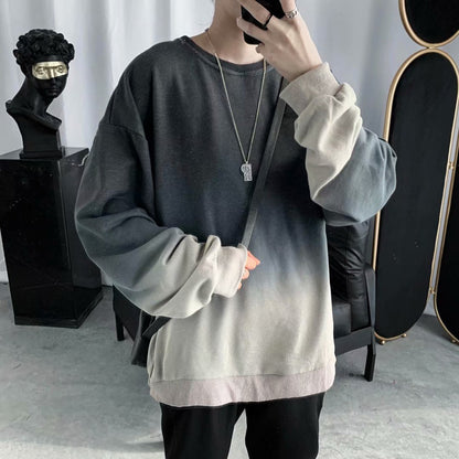 Hedging - All-match Gradient Round Neck Pullover Top Bottoming Shirt Jacket