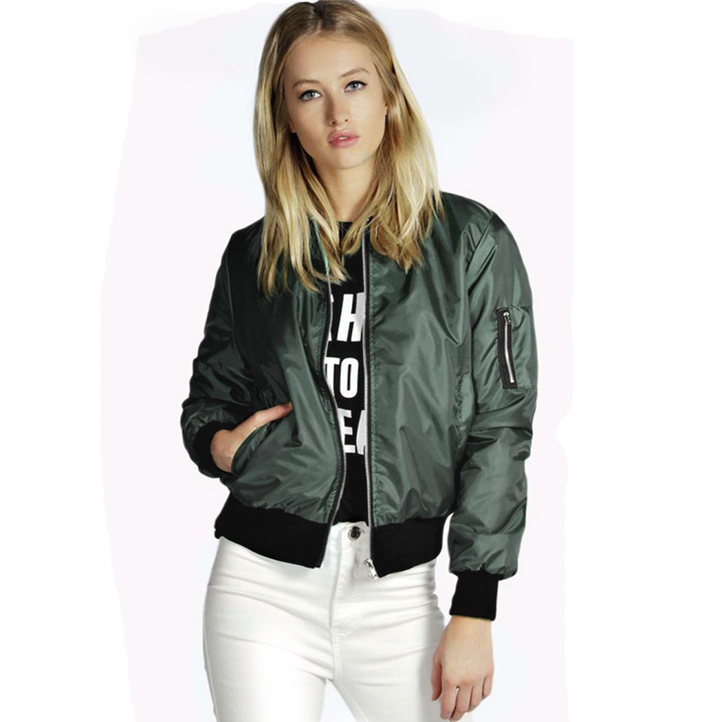 Solid Color Short Fashion Zip Jacket