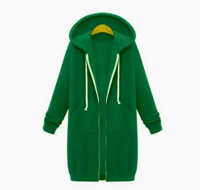 Hooded Long Sleeve Sweater Fleece Long Jacket