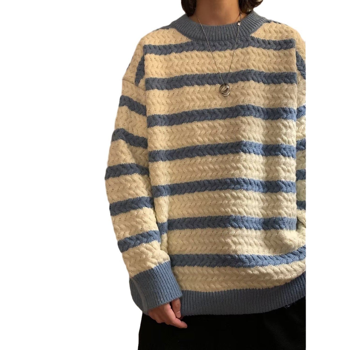 Harajuku Style - Round Neck Sweater - Boys Design Sense Stripe Trendy