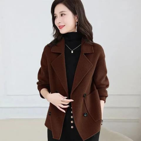 Korean Style Business Casual Woolen Coat - Thickened Overcoat, All Season-Matching Western Short Top