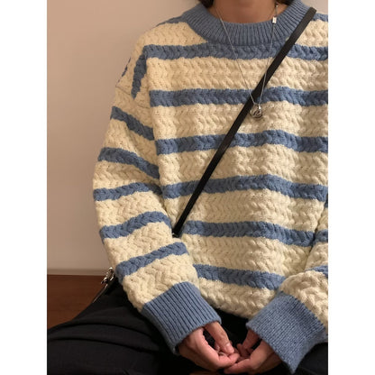 Harajuku Style - Round Neck Sweater - Boys Design Sense Stripe Trendy