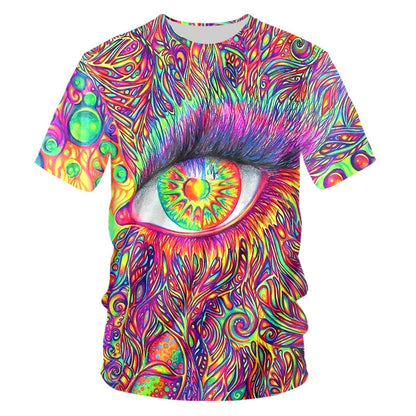 Men's Short Sleeve 3D Print - Trippy Show T Shirts Round Neck Tee Top