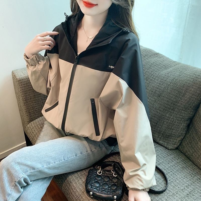 K-Style Color Contrast Patchwork Outdoor Jacket Coat