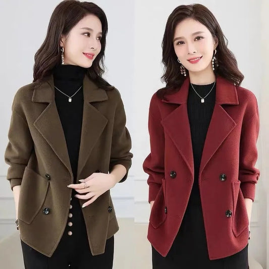 Korean Style Business Casual Woolen Coat - Thickened Overcoat, All Season-Matching Western Short Top