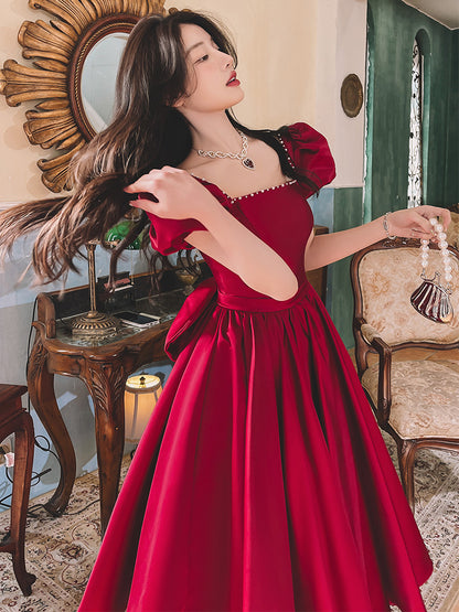 French Collection - Wine Red Engagement - French Princess On The Run Satin Dress