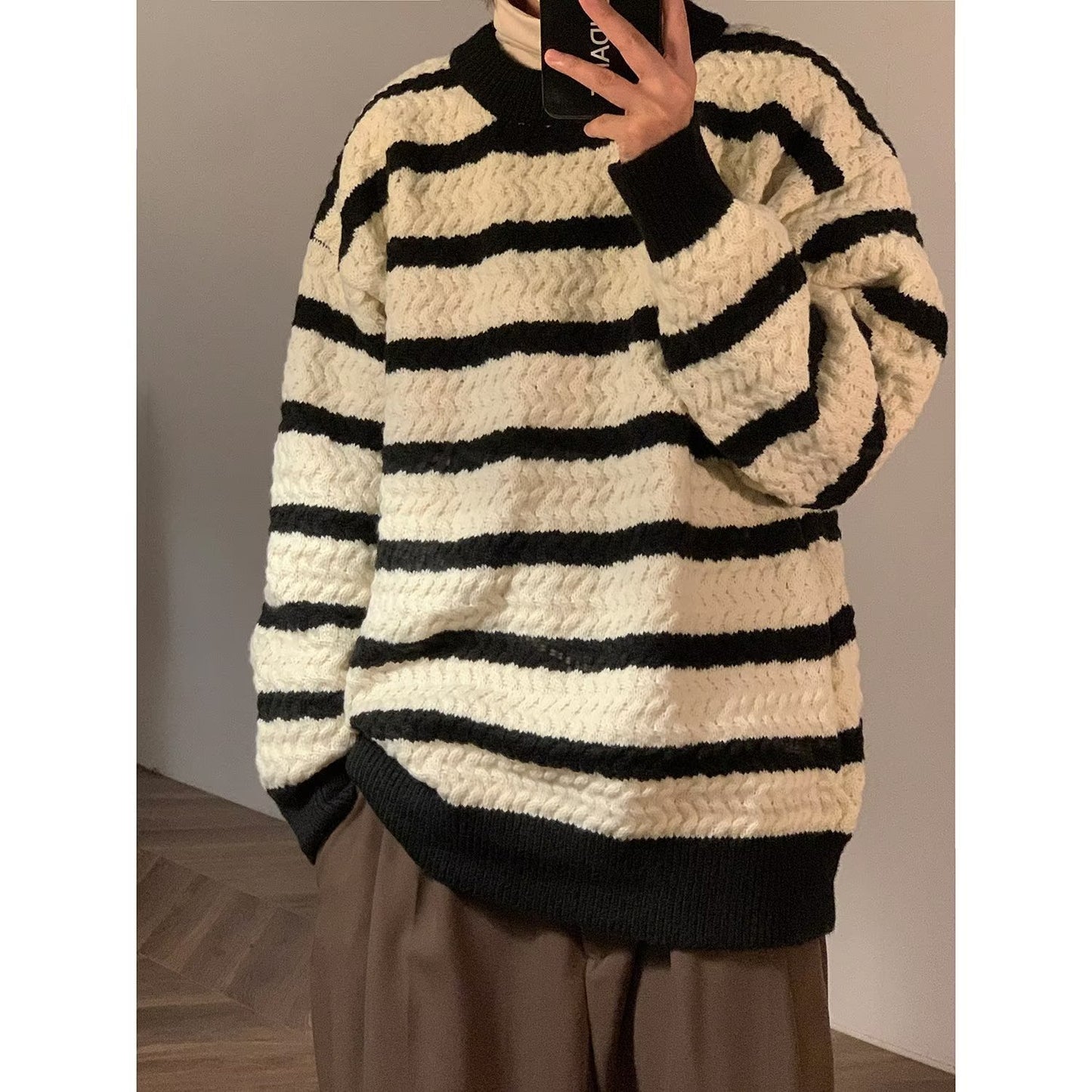 Harajuku Style - Round Neck Sweater - Boys Design Sense Stripe Trendy