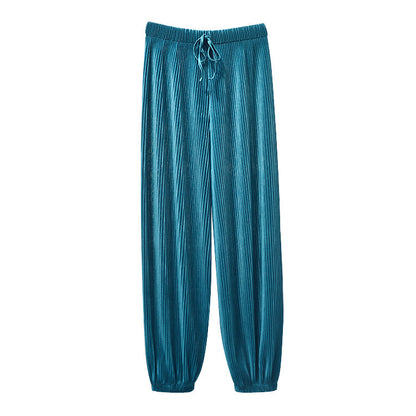 Women's High Waist Ice Silk Chiffon Pleated Pants