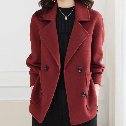 Korean Style Business Casual Woolen Coat - Thickened Overcoat, All Season-Matching Western Short Top