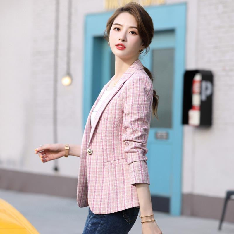 Korean Style British Casual Plaid Short Suit