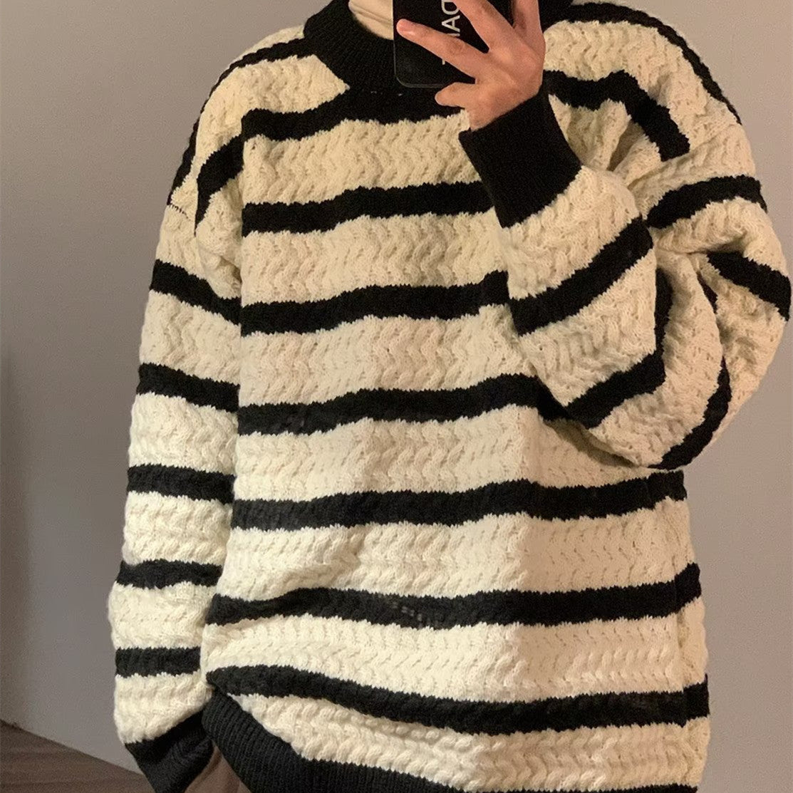 Harajuku Style - Round Neck Sweater - Boys Design Sense Stripe Trendy