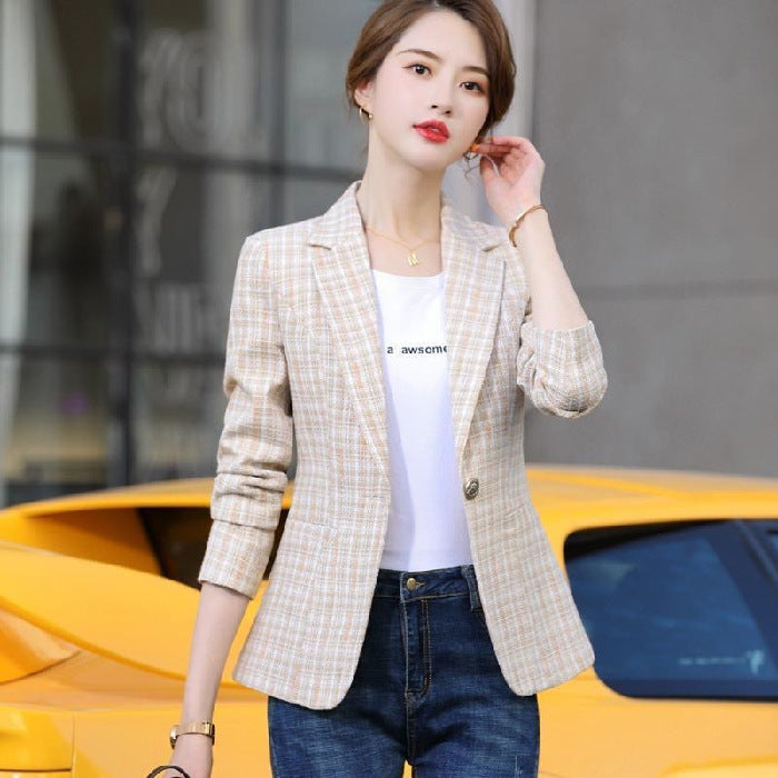 Korean Style British Casual Plaid Short Suit